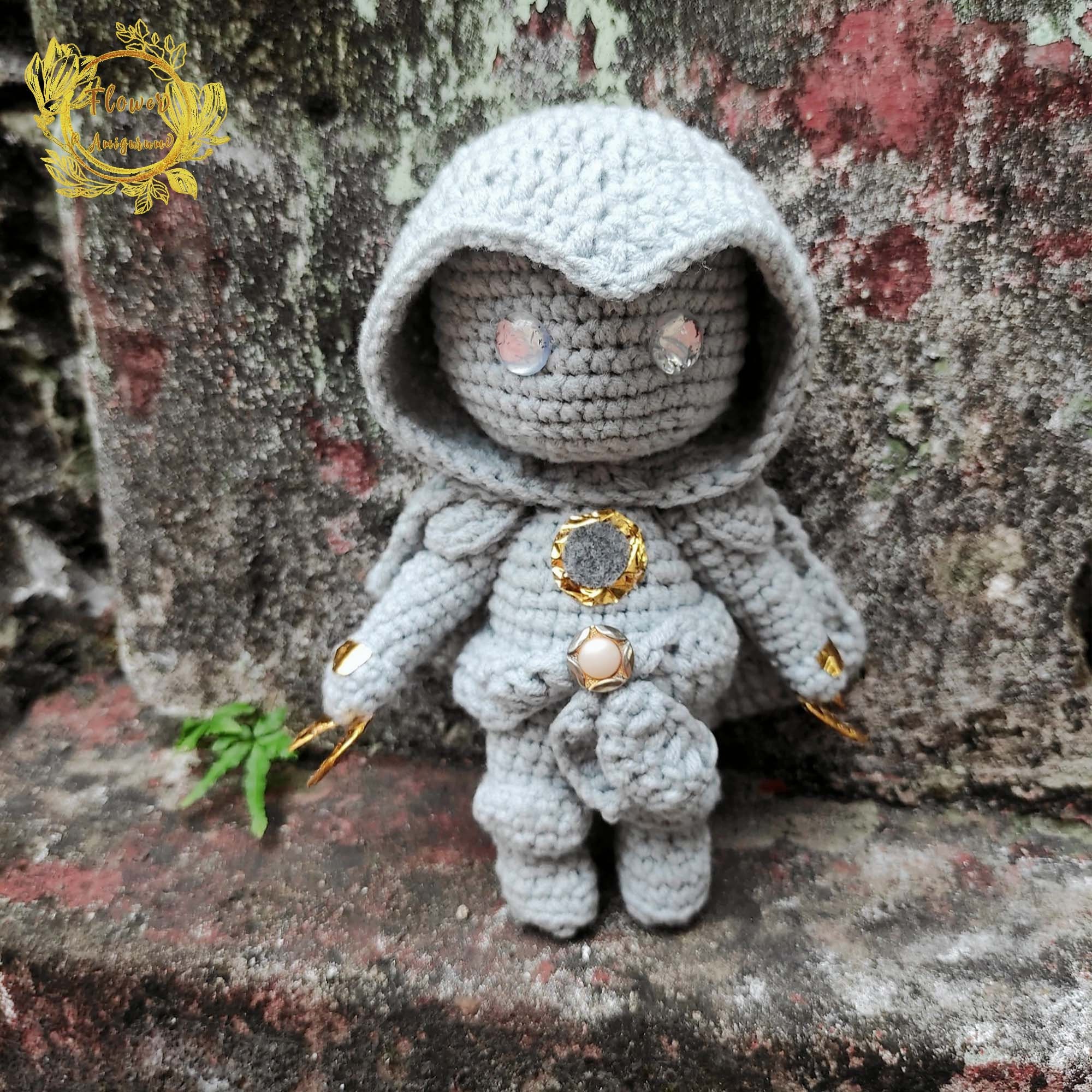 Fanmade Moon Knight Crochet Doll Amigurumi, Moon Knight Plush, Moon Knight Figure, Moon Knight Plushies,Moon Knight crochet,Moon Knight Doll