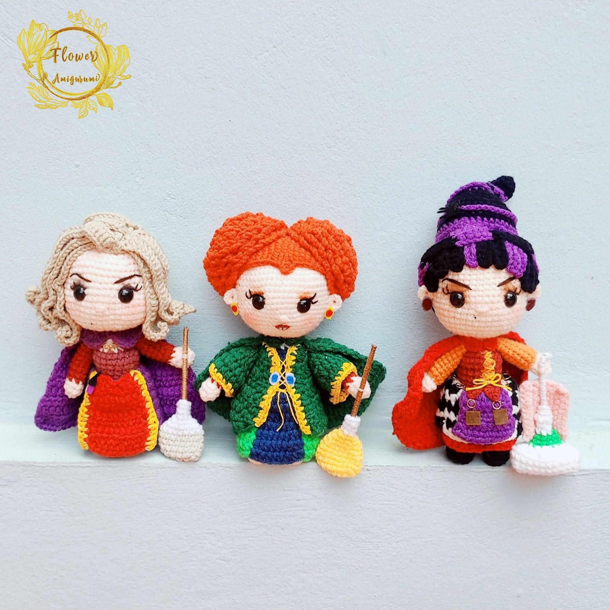 Fanmade Hocus Pocus Crochet Doll, Sanderson Sisters Hocus Pocus Characters Amigurumi Doll, Hocus Pocus Inspired Plush ,Hocus Pocus Plushies