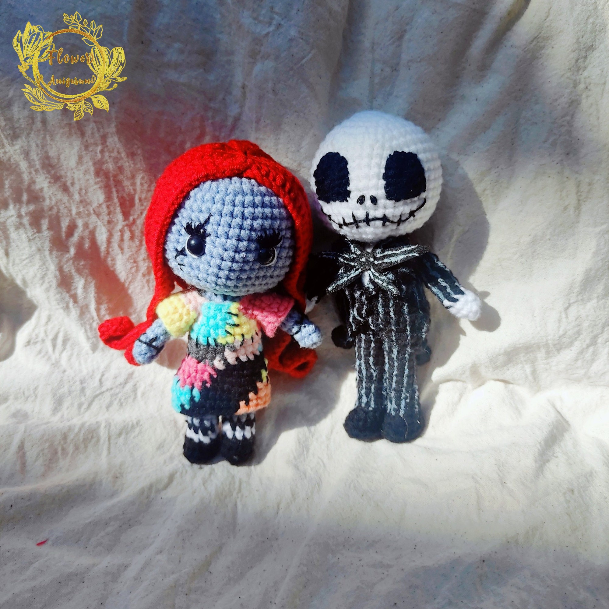 Fanmade Jack Skellington and Sally Crochet Doll, Nightmare Before Christmas Amigurumi Doll, Jack Inspired Plush Doll,Sally,Zero,Oogie boogie