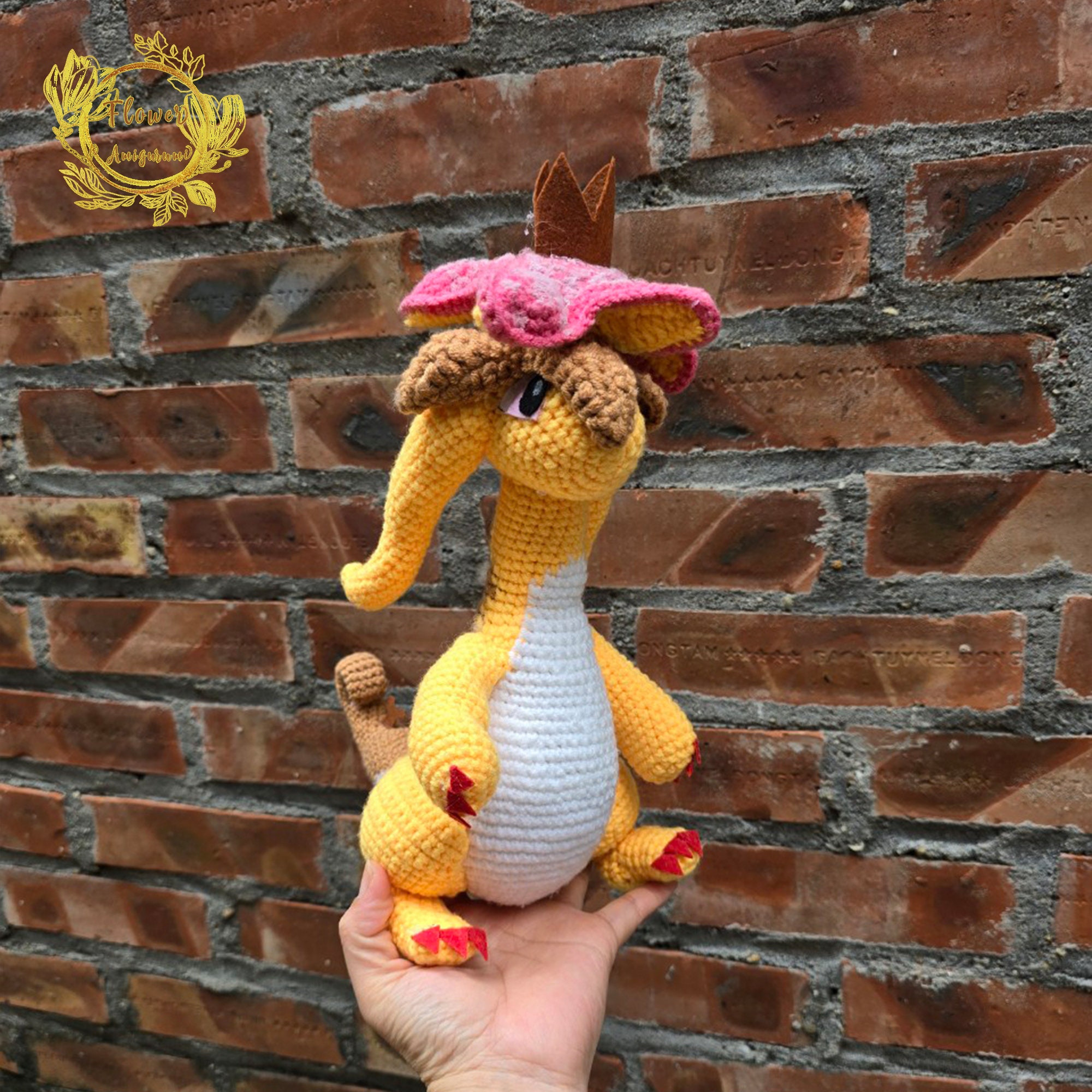 Fanmade Dinossum Lux In Palworld Crochet Doll Amigurumi, Dinossum Lux Plush, Dinossum Lux Plushies, Dinossum Lux Crochet Doll