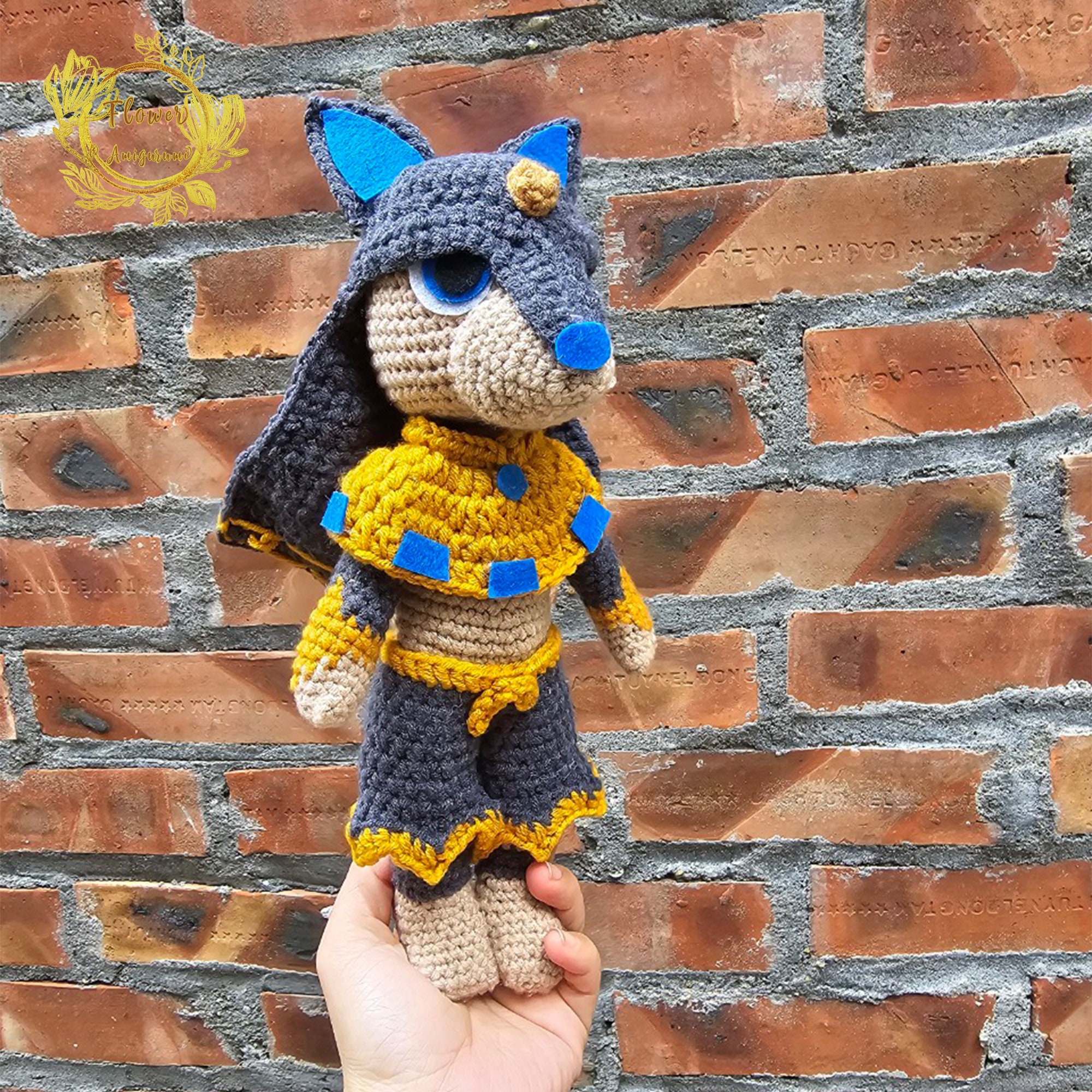 Fanmade Anubis In Palworld Crochet Doll Amigurumi, Anubis Plush,Anubis Plushies, Anubis Crochet Doll, Tanzee, Lifmunk, Cattiva